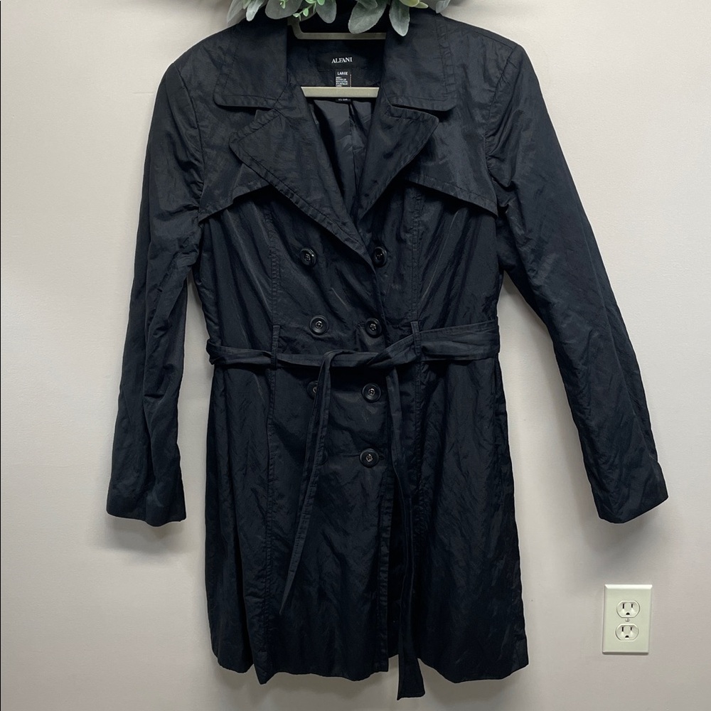 Alfani Lined Belted Double Breasted Trench Rain Coat L